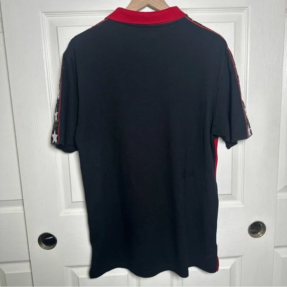 Black Pike Men’s Red Button Jersey XL Shirt Goal Digger Cotton Stars Stripes USA - Picture 4 of 14